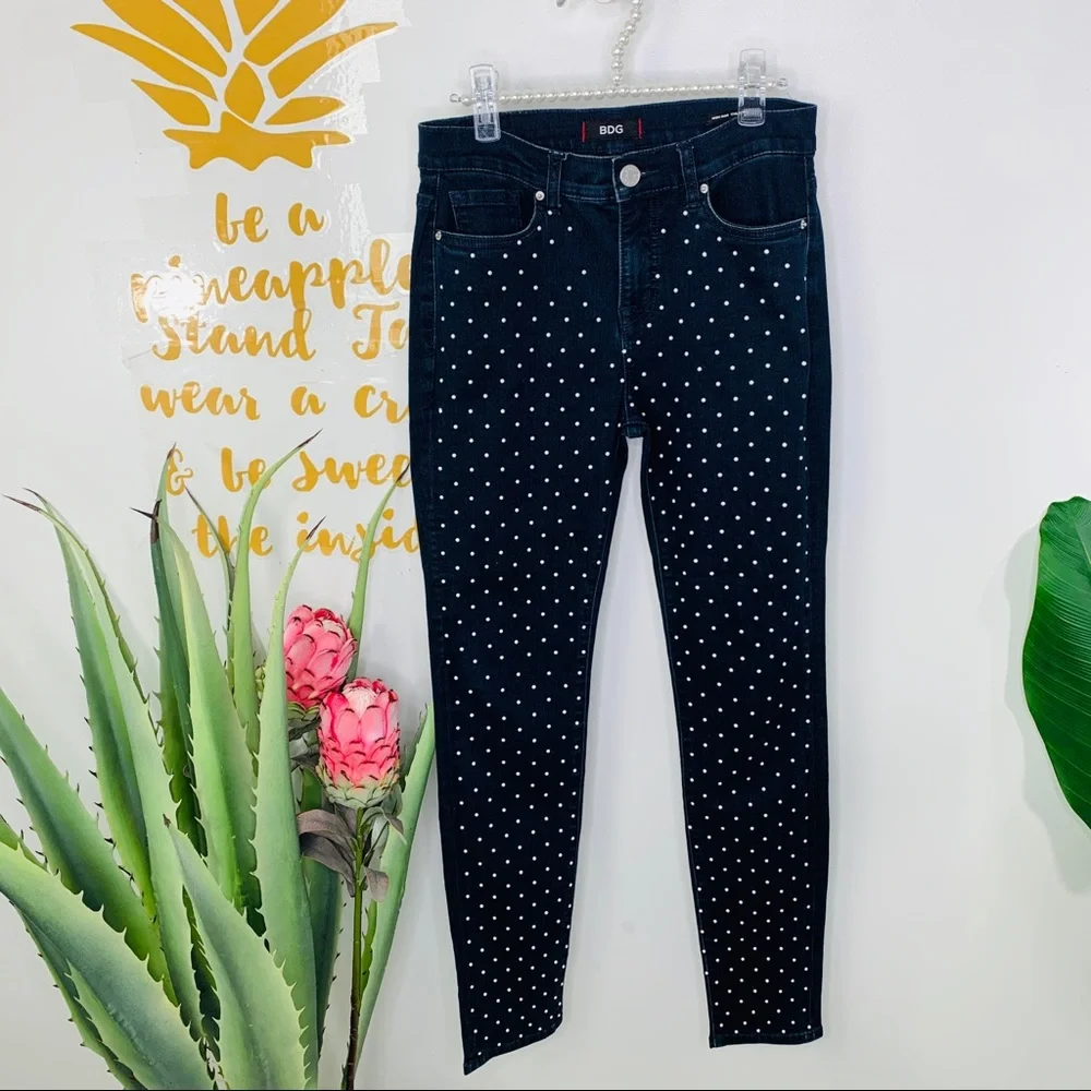 BDG High Rise Cigarette Ankle Pearl Denim Jeans 28 - Picture 2 of 14